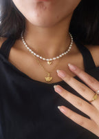 Heart Pendant Pearl Necklace