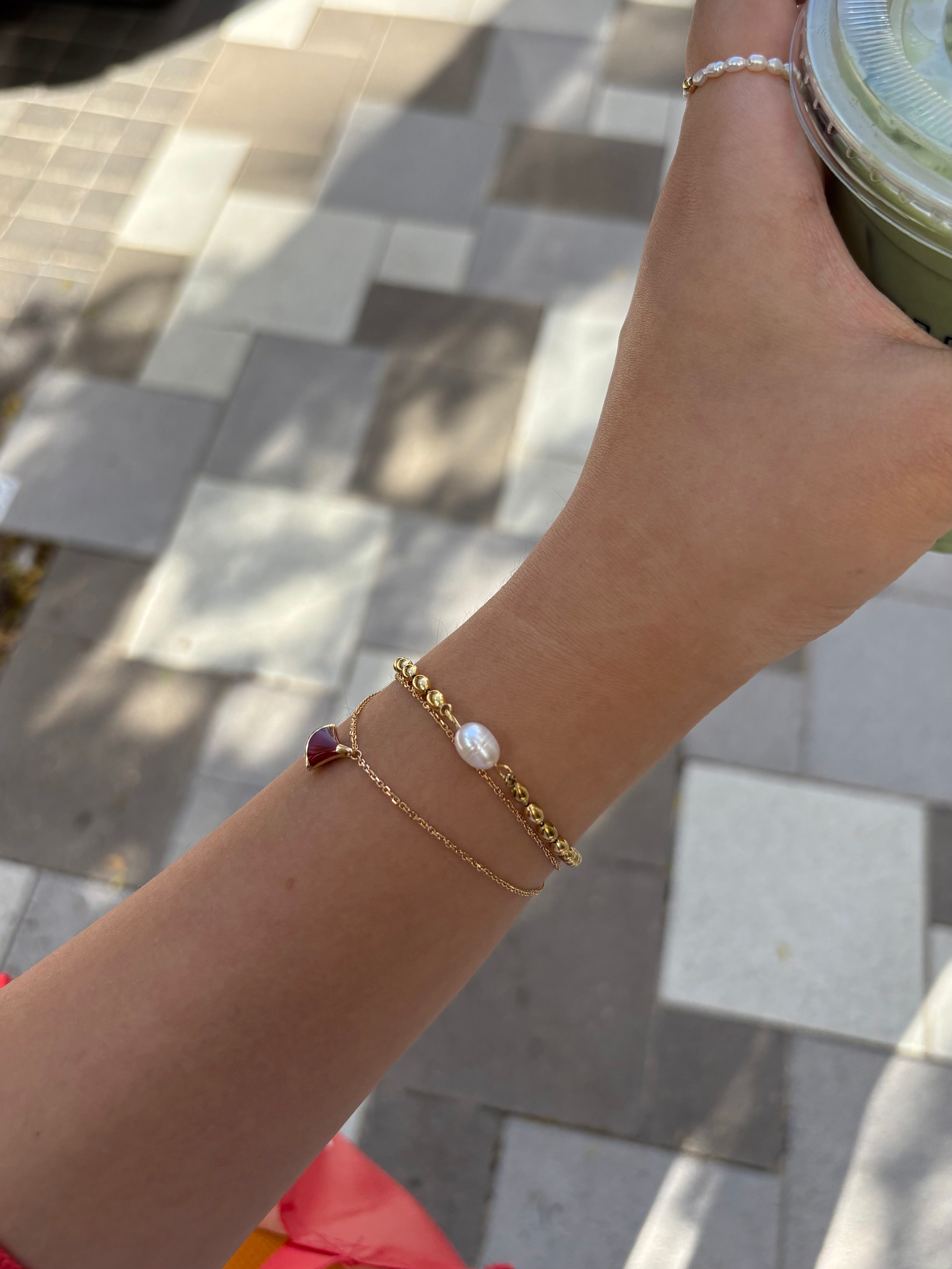 Gold Beaded Pearl Bracelet