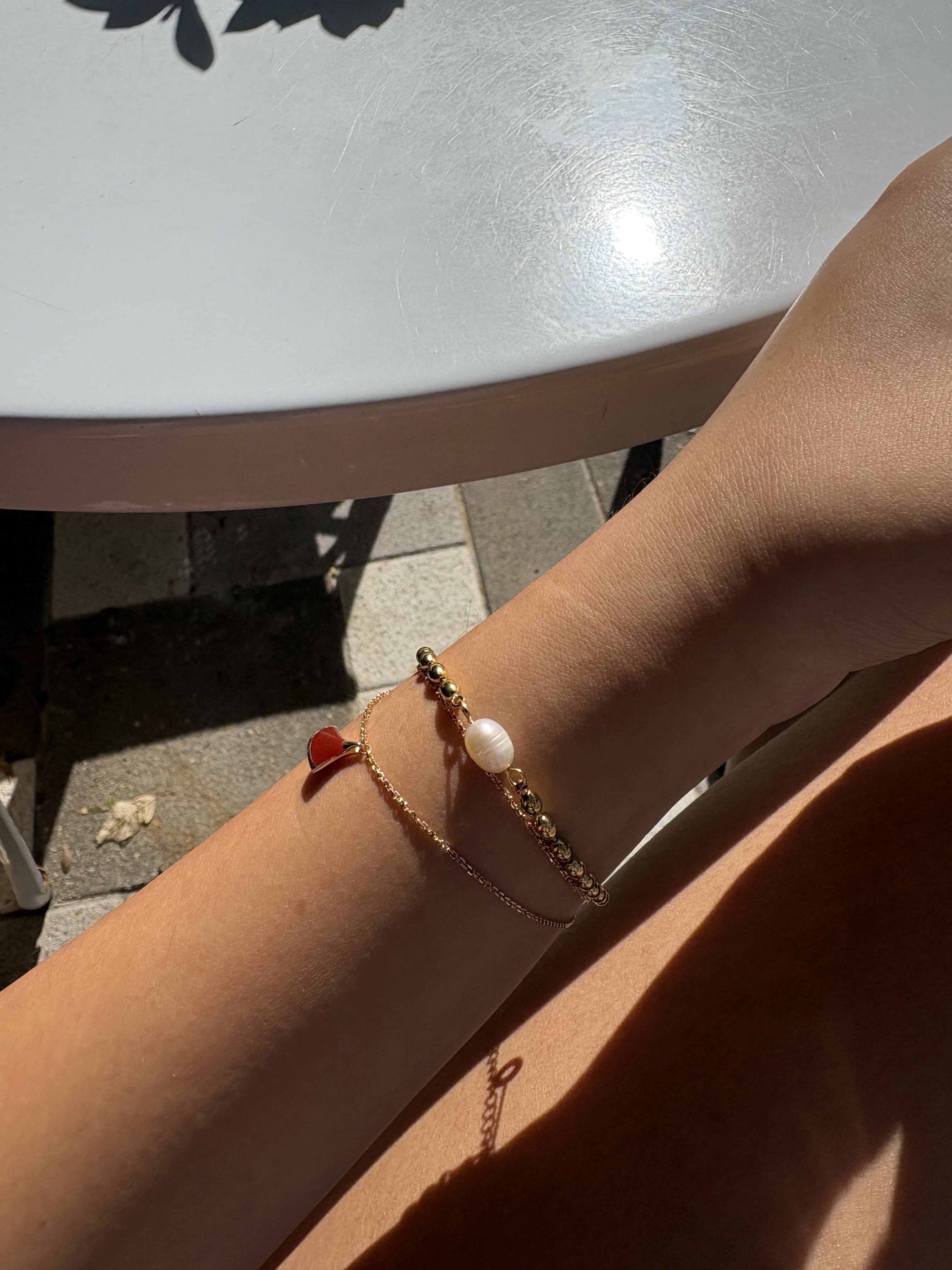 Gold Beaded Pearl Bracelet